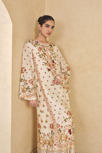 Dykuma Printed Silk Kaftan - Ivory, Print, image 4